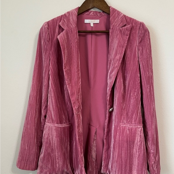 WAYF Pink Crushed Velvet Blazer XS - Picture 5 of 6